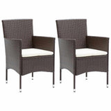 3 Piece Garden Dining Set with Cushions Poly Rattan Brown - Side View
