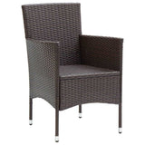3 Piece Garden Dining Set with Cushions Poly Rattan Brown