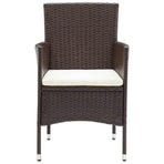 3 Piece Garden Dining Set with Cushions Poly Rattan Brown