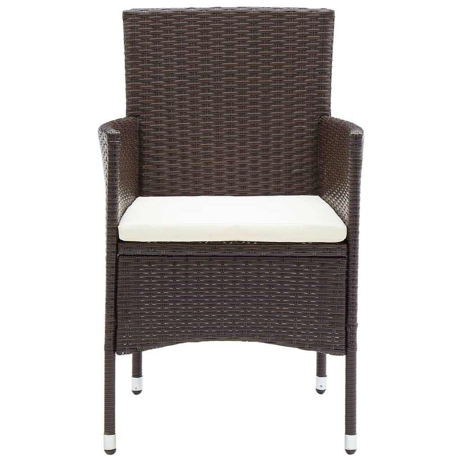 3 Piece Garden Dining Set with Cushions Poly Rattan Brown