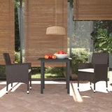 3 Piece Garden Dining Set with Cushions Poly Rattan Brown