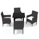 5 Piece Garden Dining Set with Cushions Poly Rattan Brown