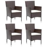 5 Piece Garden Dining Set with Cushions Poly Rattan Brown - Side View
