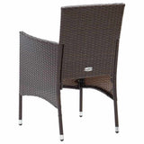 5 Piece Garden Dining Set with Cushions Poly Rattan Brown - Close-Up Angle