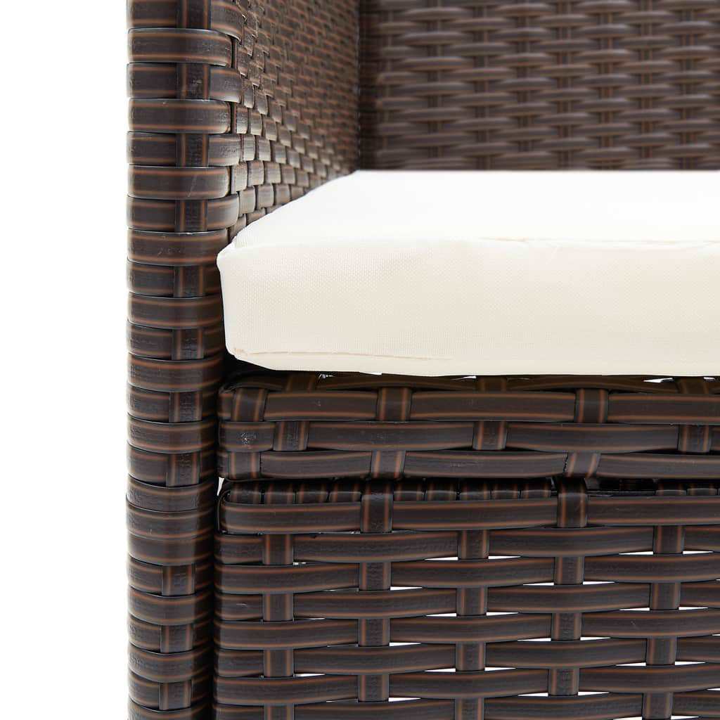 5 Piece Garden Dining Set with Cushions Poly Rattan Brown