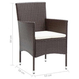5 Piece Garden Dining Set with Cushions Poly Rattan Brown