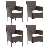 5 Piece Garden Dining Set with Cushions Poly Rattan Brown