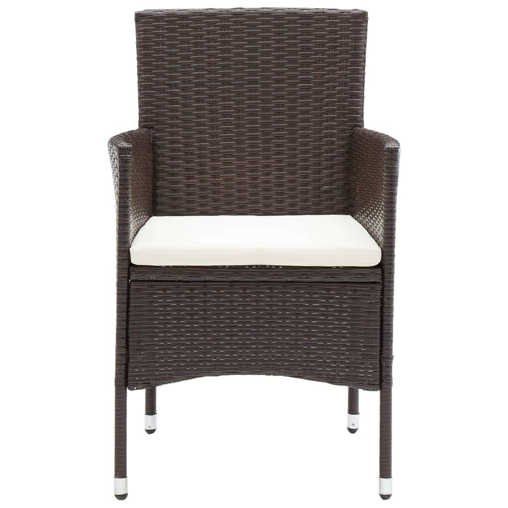 5 Piece Garden Dining Set with Cushions Poly Rattan Brown