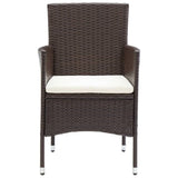 5 Piece Garden Dining Set with Cushions Poly Rattan Brown