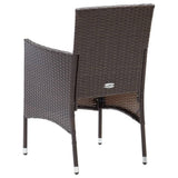 5 Piece Garden Dining Set with Cushions Poly Rattan Brown