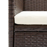 5 Piece Garden Dining Set with Cushions Poly Rattan Brown