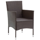 7 Piece Garden Dining Set with Cushions Poly Rattan Brown - 45-Degree Angle