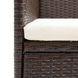 7 Piece Garden Dining Set with Cushions Poly Rattan Brown - Low Angle