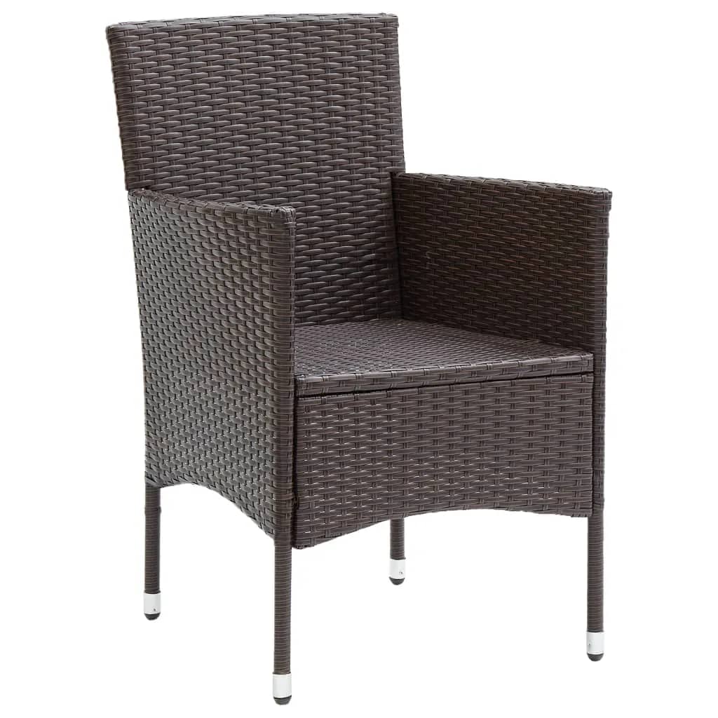9 Piece Garden Dining Set with Cushions Poly Rattan Brown