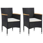 3 Piece Garden Dining Set with Cushions Poly Rattan Black
