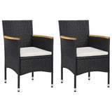 3 Piece Garden Dining Set with Cushions Poly Rattan Black - Side View