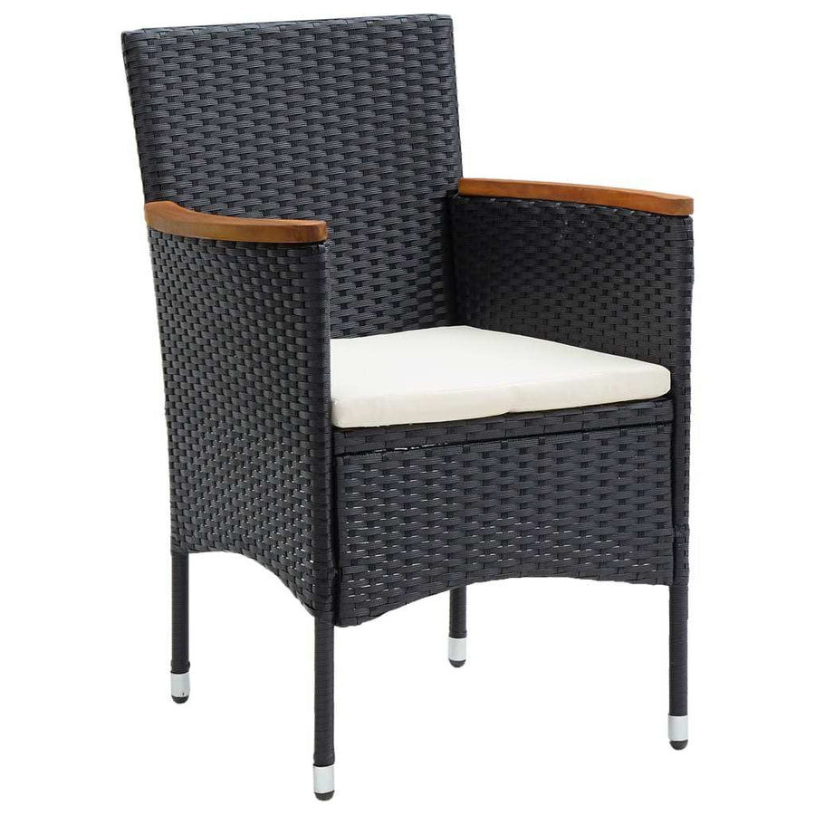 3 Piece Garden Dining Set with Cushions Poly Rattan Black