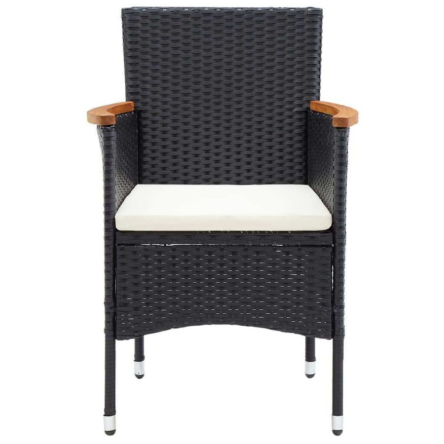 3 Piece Garden Dining Set with Cushions Poly Rattan Black