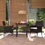 3 Piece Garden Dining Set with Cushions Poly Rattan Black