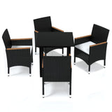 5 Piece Garden Dining Set with Cushions Poly Rattan Black