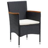 5 Piece Garden Dining Set with Cushions Poly Rattan Black - Top-Down View