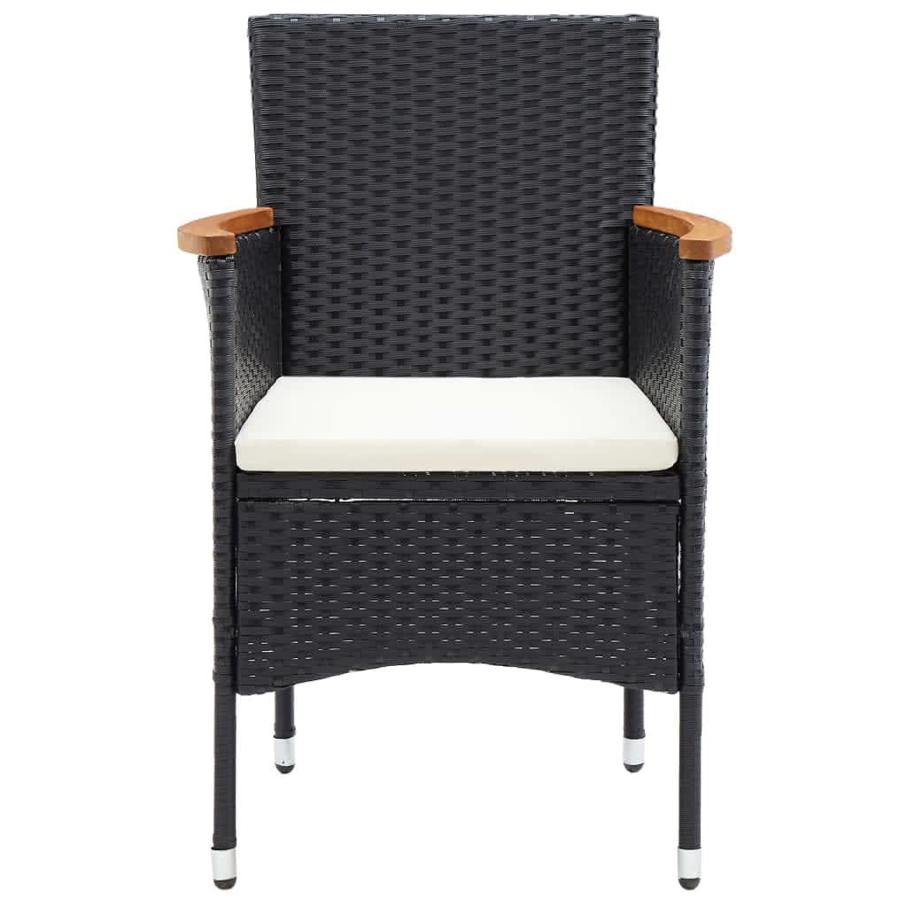 5 Piece Garden Dining Set with Cushions Poly Rattan Black