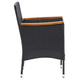 5 Piece Garden Dining Set with Cushions Poly Rattan Black - Close-Up Angle