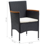 5 Piece Garden Dining Set with Cushions Poly Rattan Black - Extra Image