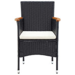 7 Piece Garden Dining Set with Cushions Poly Rattan Black