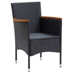 7 Piece Garden Dining Set with Cushions Poly Rattan Black
