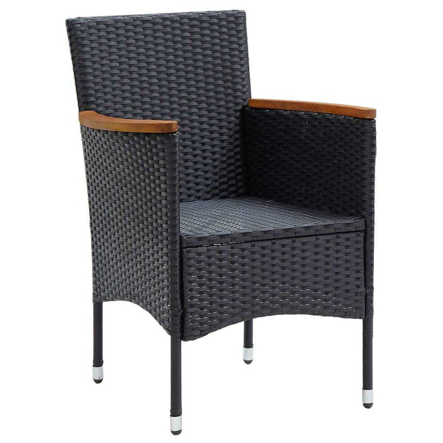 7 Piece Garden Dining Set with Cushions Poly Rattan Black