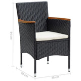 7 Piece Garden Dining Set with Cushions Poly Rattan Black