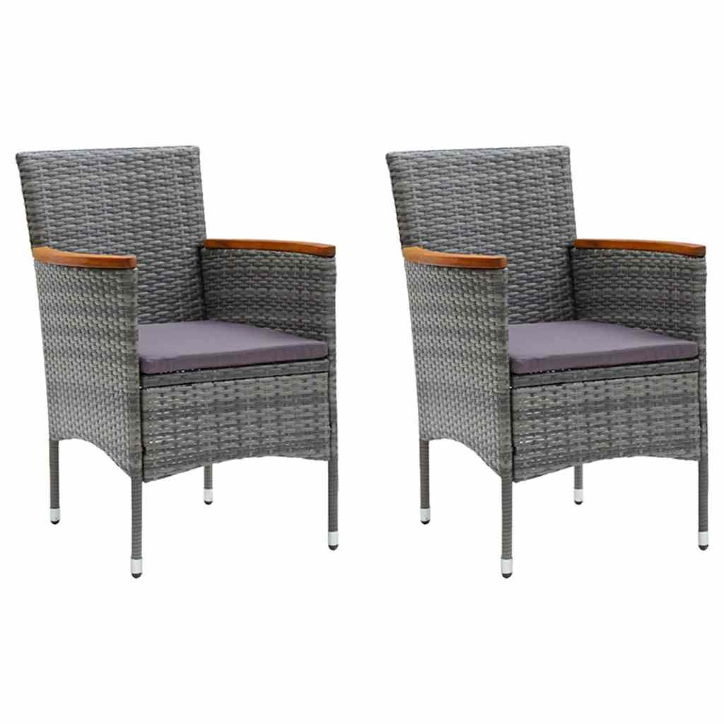 3 Piece Garden Dining Set with Cushions Poly Rattan Grey
