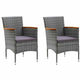 3 Piece Garden Dining Set with Cushions Poly Rattan Grey