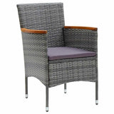 3 Piece Garden Dining Set with Cushions Poly Rattan Grey