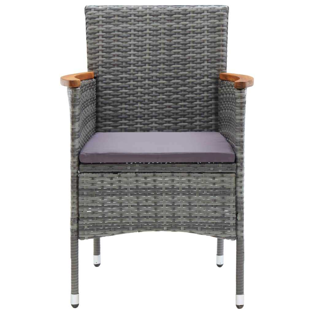 3 Piece Garden Dining Set with Cushions Poly Rattan Grey
