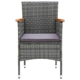 3 Piece Garden Dining Set with Cushions Poly Rattan Grey - 45-Degree Angle
