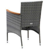 3 Piece Garden Dining Set with Cushions Poly Rattan Grey