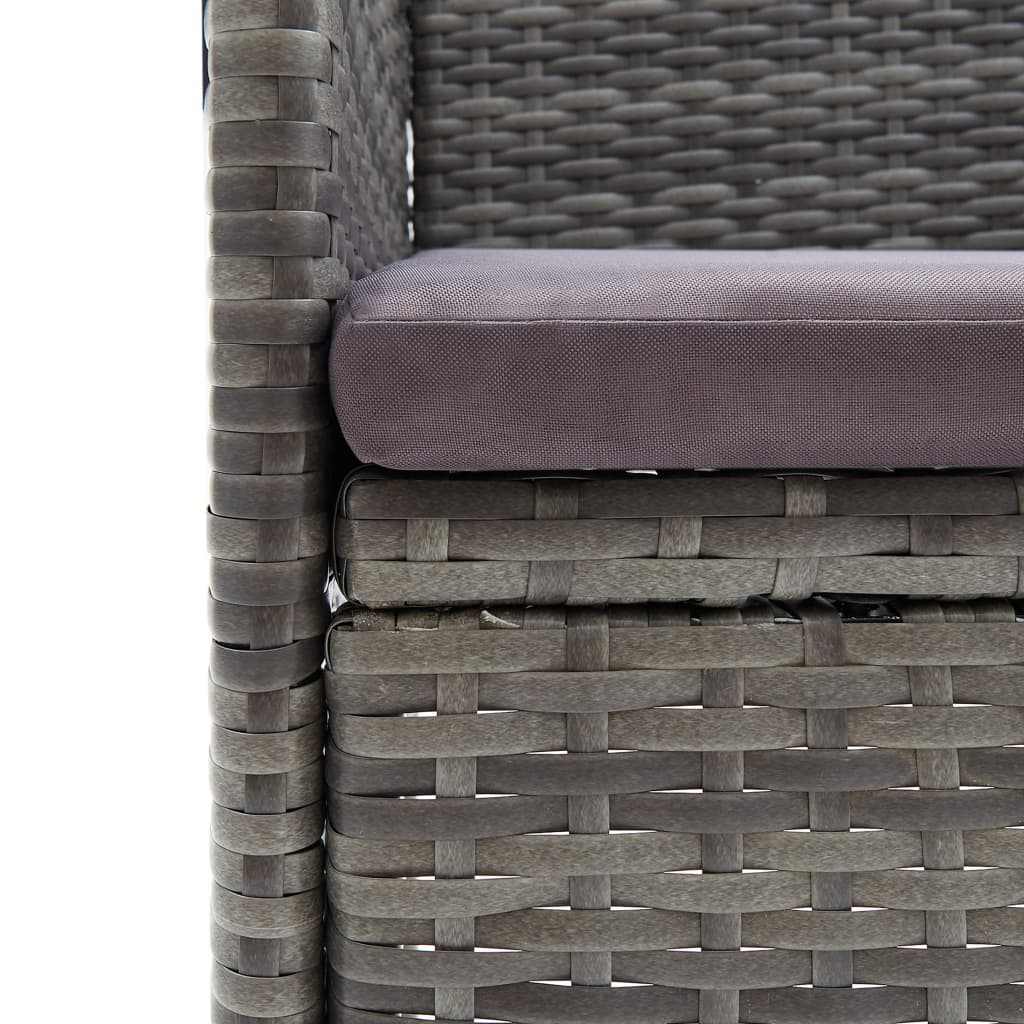 3 Piece Garden Dining Set with Cushions Poly Rattan Grey