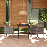 3 Piece Garden Dining Set with Cushions Poly Rattan Grey