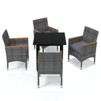 5 Piece Garden Dining Set with Cushions Poly Rattan Grey