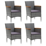 5 Piece Garden Dining Set with Cushions Poly Rattan Grey