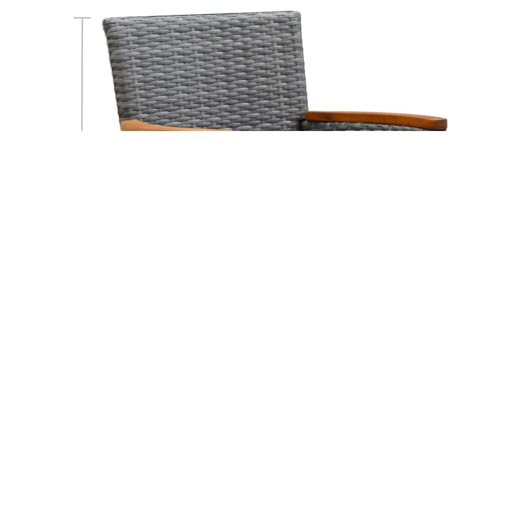 5 Piece Garden Dining Set with Cushions Poly Rattan Grey