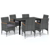 7 Piece Garden Dining Set with Cushions Poly Rattan Grey