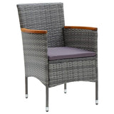 7 Piece Garden Dining Set with Cushions Poly Rattan Grey - Top-Down View