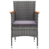 7 Piece Garden Dining Set with Cushions Poly Rattan Grey - 45-Degree Angle