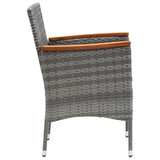 7 Piece Garden Dining Set with Cushions Poly Rattan Grey - Rear View