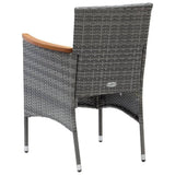7 Piece Garden Dining Set with Cushions Poly Rattan Grey - Close-Up Angle