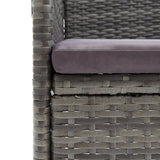 7 Piece Garden Dining Set with Cushions Poly Rattan Grey - Low Angle