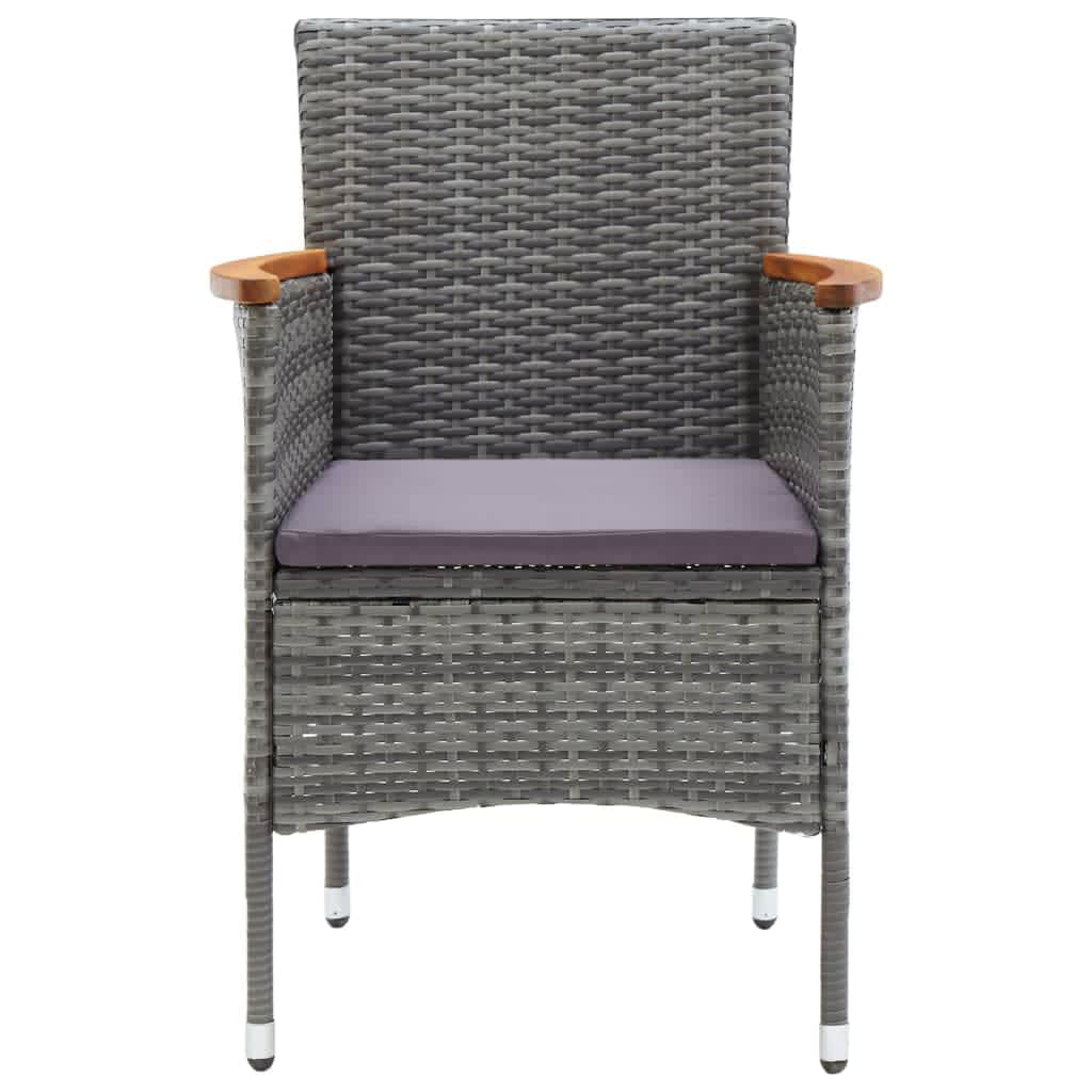 7 Piece Garden Dining Set with Cushions Poly Rattan Grey